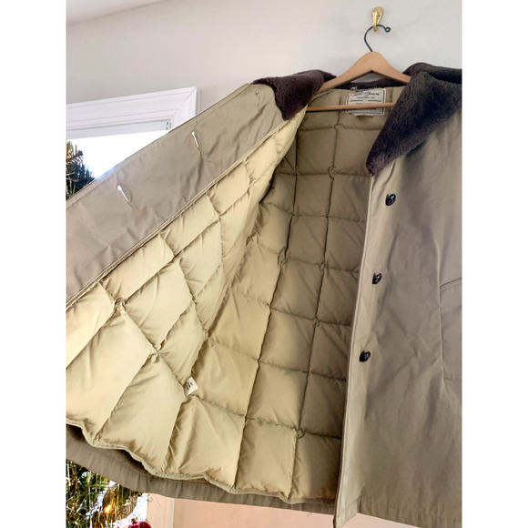 Vintage L.L. Bean Down Mainer Full Length Winter Coat W Size 12 Trench Belt WARM - Picture 15 of 16